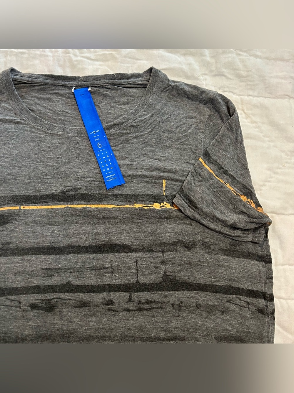 Kit and Ace T shirt technical cashmere women’s 6 gray metallic stripe hi low hem